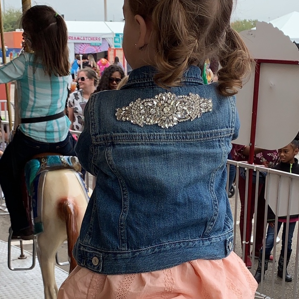 CRYSTAL EMBELLISHED BLUE JEAN JACKET